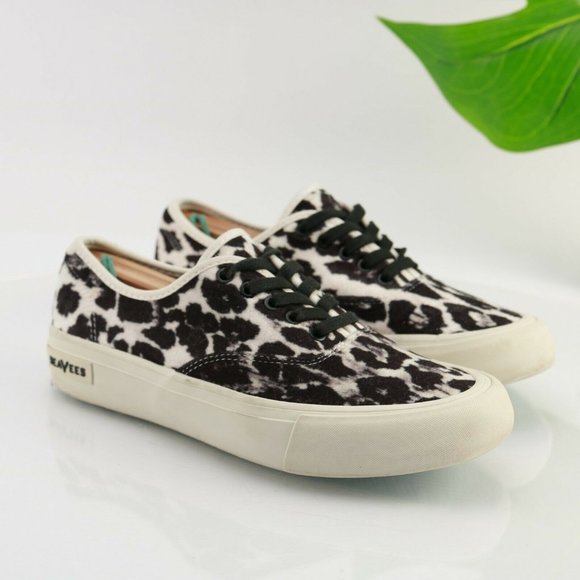 SeaVees for J Crew Women Legend Sneaker Size 7.5 Black White Leopard Animal - Picture 12 of 12